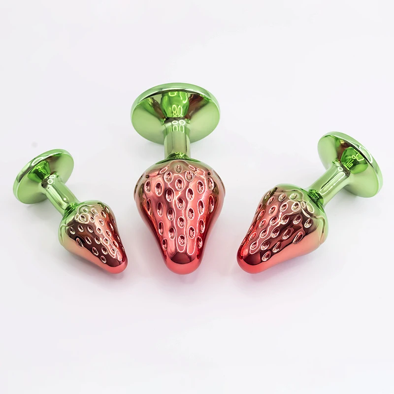 Metal Strawberry Anal Plug for Woman Crystal Base Butt Plug Stimulator Anal Toys Adult Toys Sex Toys For Woman Anal Trainer