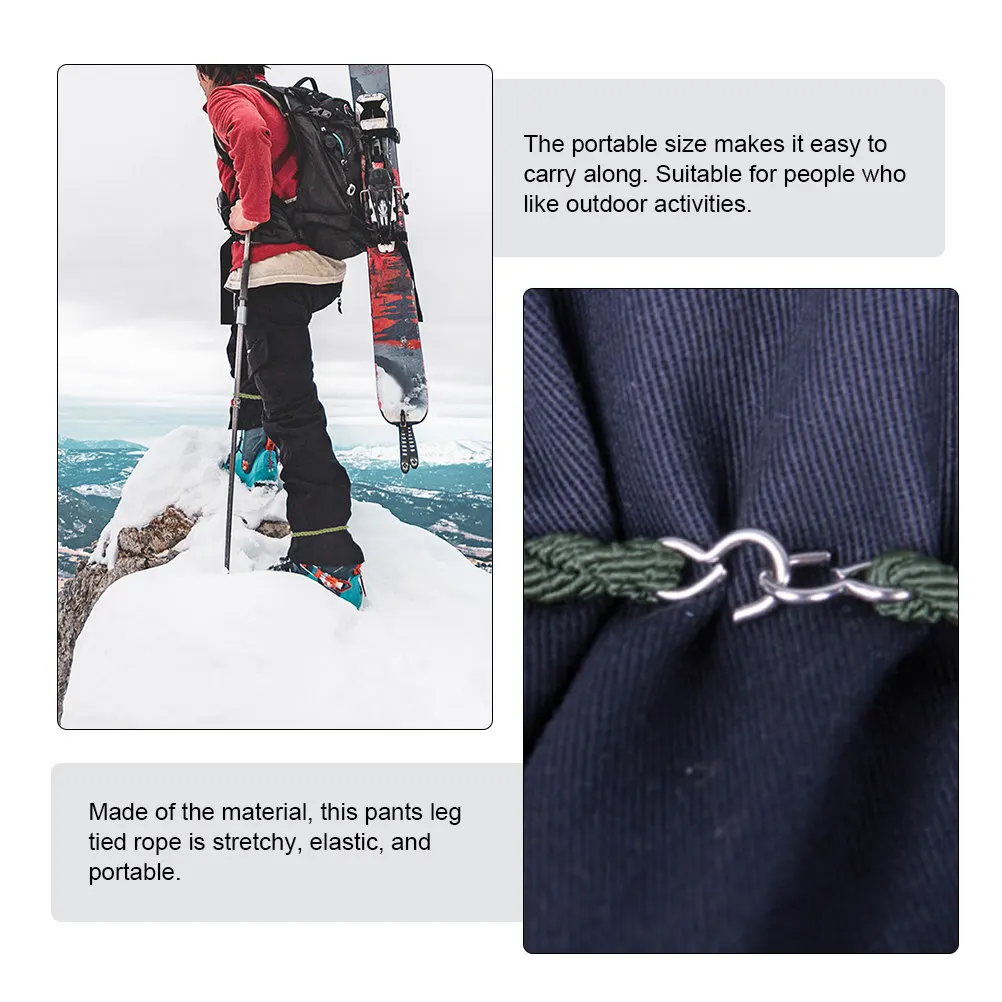 

3Pairs Portable Pants Leg Tied Ropes with Hooks Fastening Belt for Camping Hiking Riding Weather Resistant Lightweight