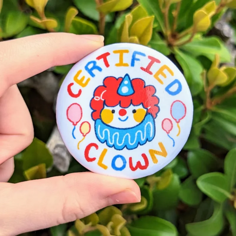 y2k Cute Certified Clown Keychain  Button - Cartoon Style Bag Charm Key Ring for Kids Adults Gift Accessories