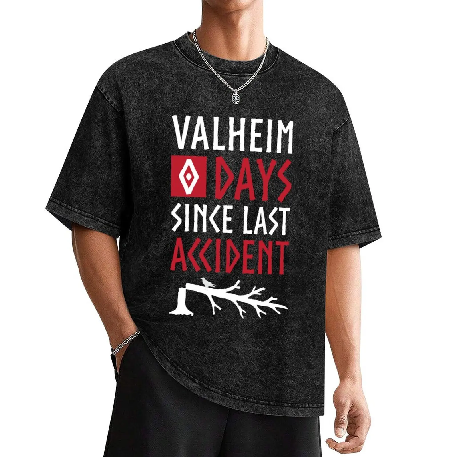 Valheim 0 Days Since Last Accident T-Shirt rapper graphic tees cute clothes anime tshirt black t shirts for men