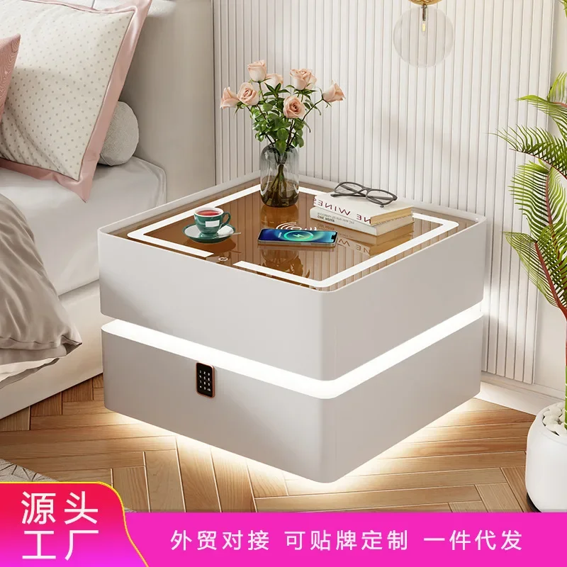 Multifunctional smart bedside table Bedside storage cabinet Simple modern smart wireless charging Suspended bedside table with l