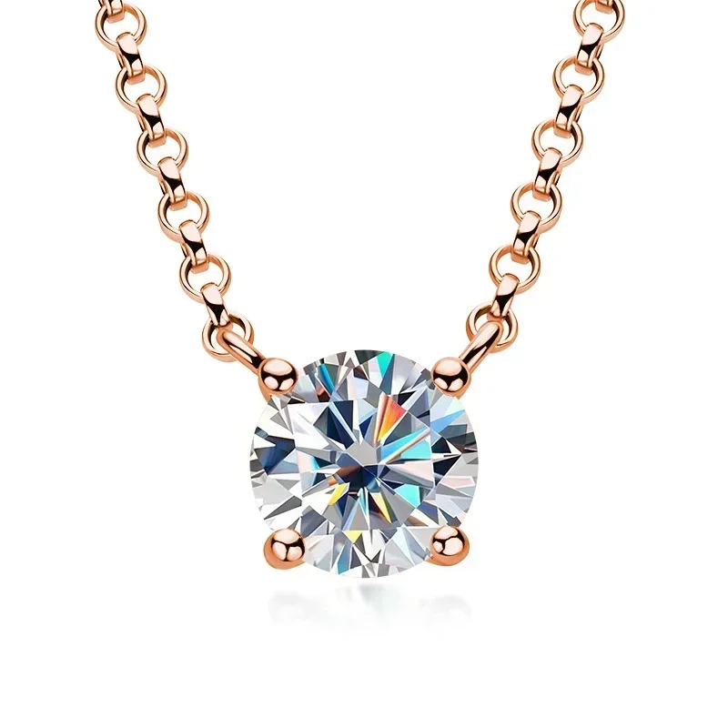 1/2/3/5 Karat Rundschliff D Moissainte Diamant Anhänger Halskette 4-Klauenfassung 925 Sterling Silber Schlüsselbein Halskette für Frauen