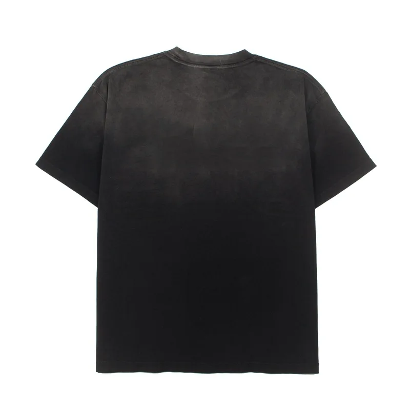 Satoshi Nakamoto Retro Stained Washed Vintage Patterned Printed Short-Sleeved T-Shirt