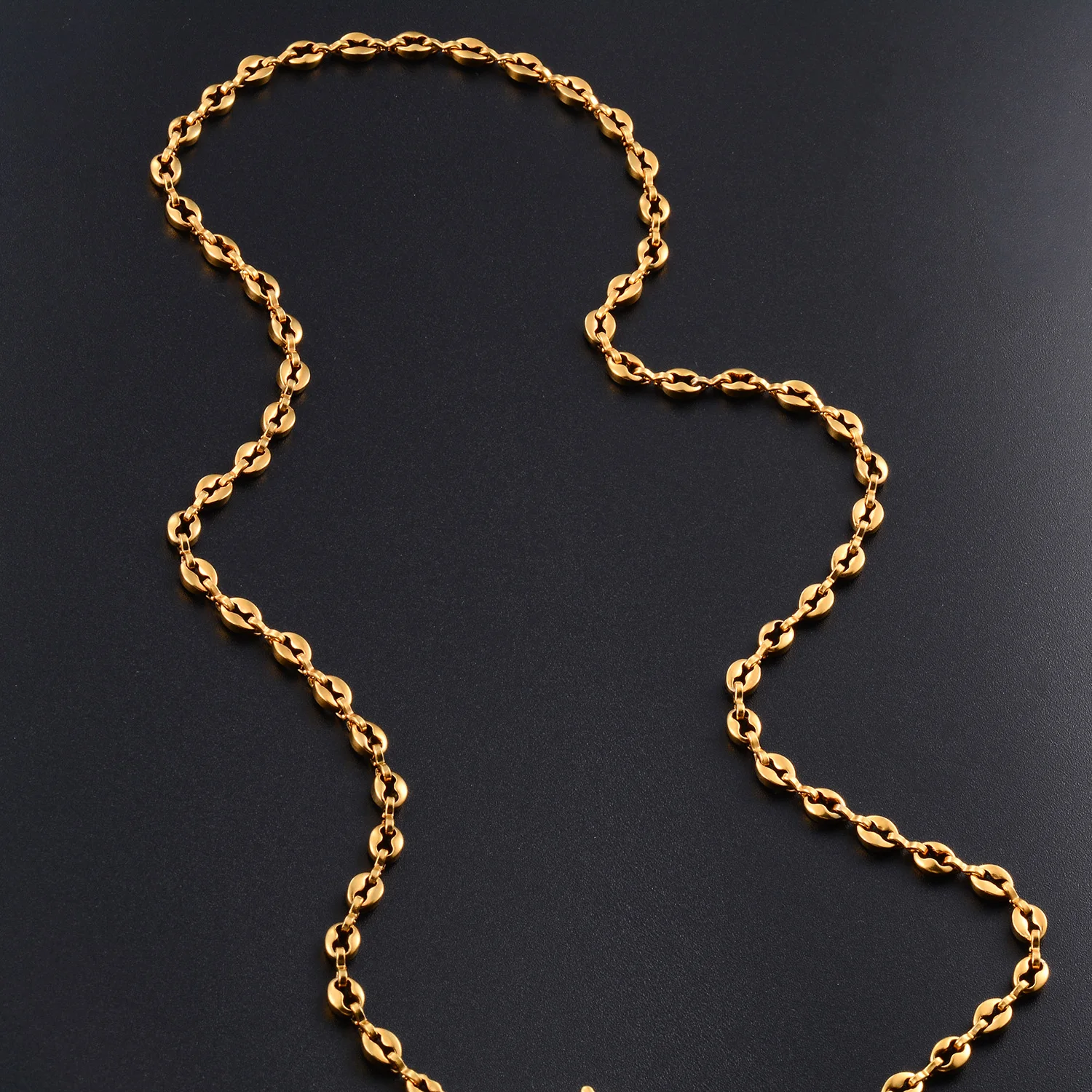 Trendige Schweinsnase-Halskette aus Edelstahl, Kaffeebohnen-Ketten, Unisex-Armbänder im klassischen Stil, Schmuck Großhandel – Detail 6