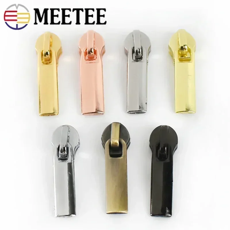 50/100Pcs Meetee Zipper Sliders for 3# 5# Nylon Zippers Puller Down Jacket Pocket Zip Head Bag Repair Kits DIY Accessories