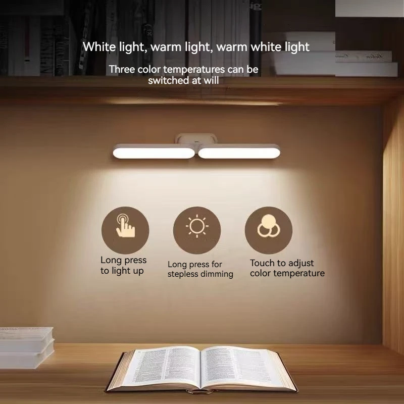 Double Head Led Desk Lamp Magnetic Design Table Lamp Rechargeable Led lamp 3-level Bedside Lamps Eye Protection Reading Light