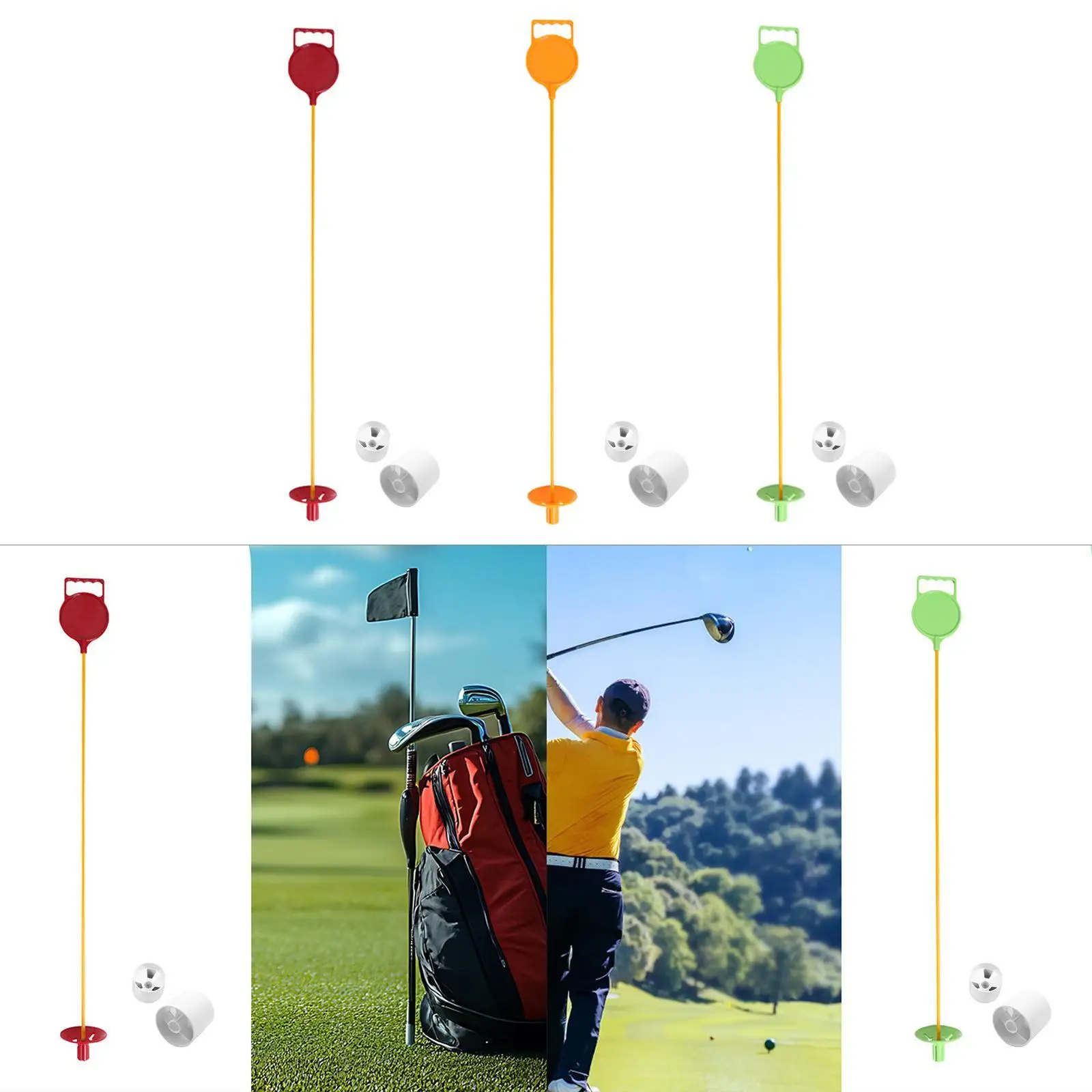 

Golf Flagstick and Cup Professional Golf Flag Pole Portable Putting Green Flag Stick for Lawn Yard Driving Range Outdoor Garden