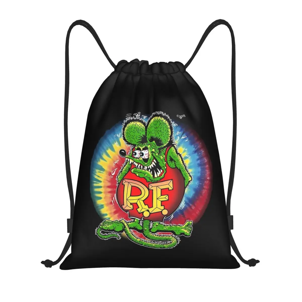 Rat Fink Stripe Drawstring Backpack Women Men Sport Gym Sackpack Foldable Comic Cartoon Shopping Bag Sack