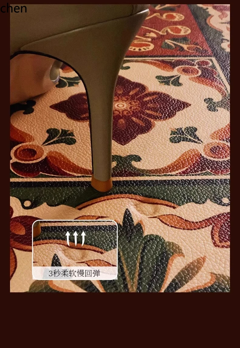 ZML retro door floor mat, corridor dirt-resistant non-slip mat, wipe-free leather floor mat
