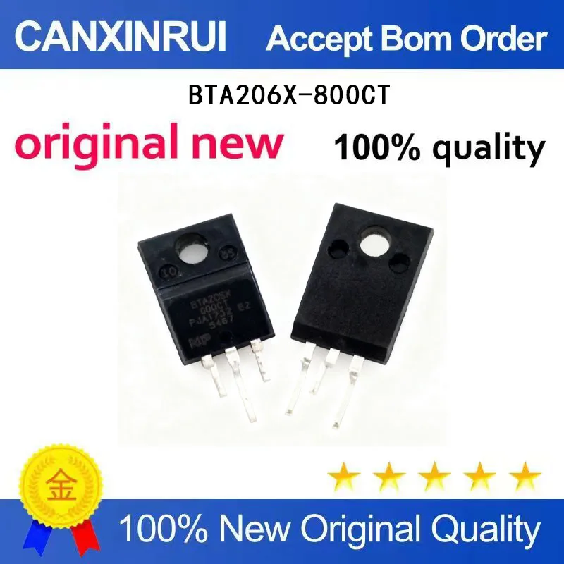 (5-100 Pieces) New BTA206X BTA206X-800CT Direct Insertion TO-220F Plastic Encapsulation Chip