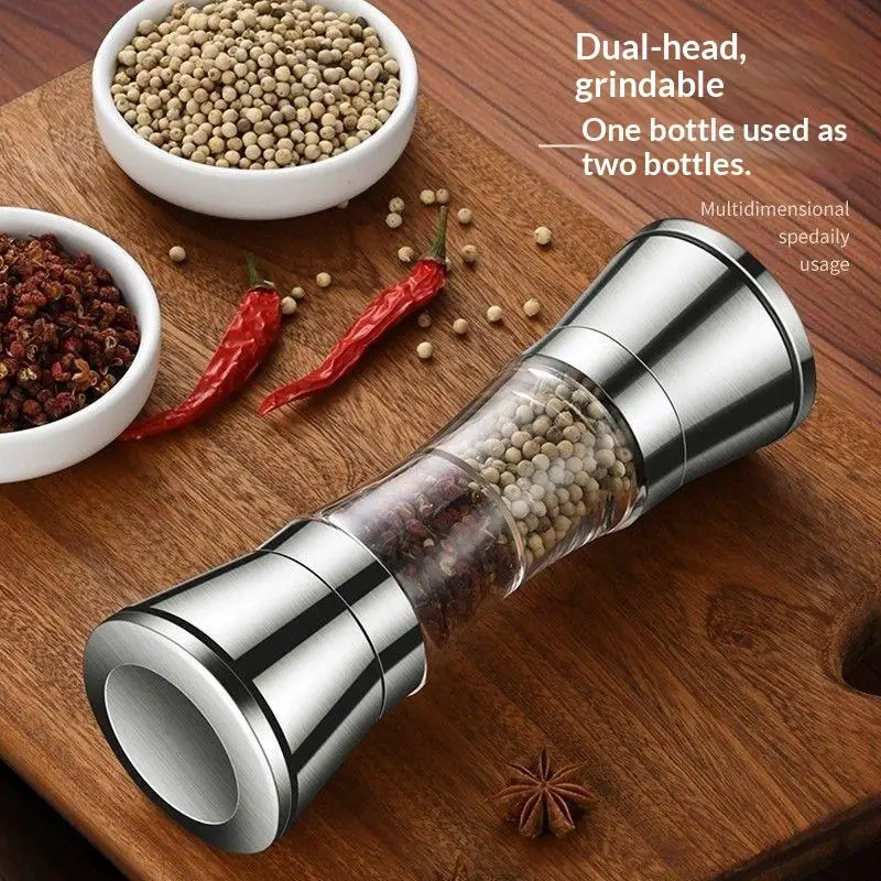 2‑in‑1 Salt Pepper Grinder Double‑Head Stainless Steel Coarseness Manual Mill