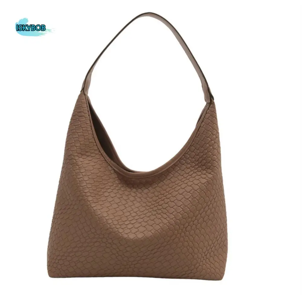 

Casual PU Leather Woven Braided Satchel Aesthetic Large Capacity Hobo Bag Single Shoulder Bucket Bag Underarm Bag Outdoor
