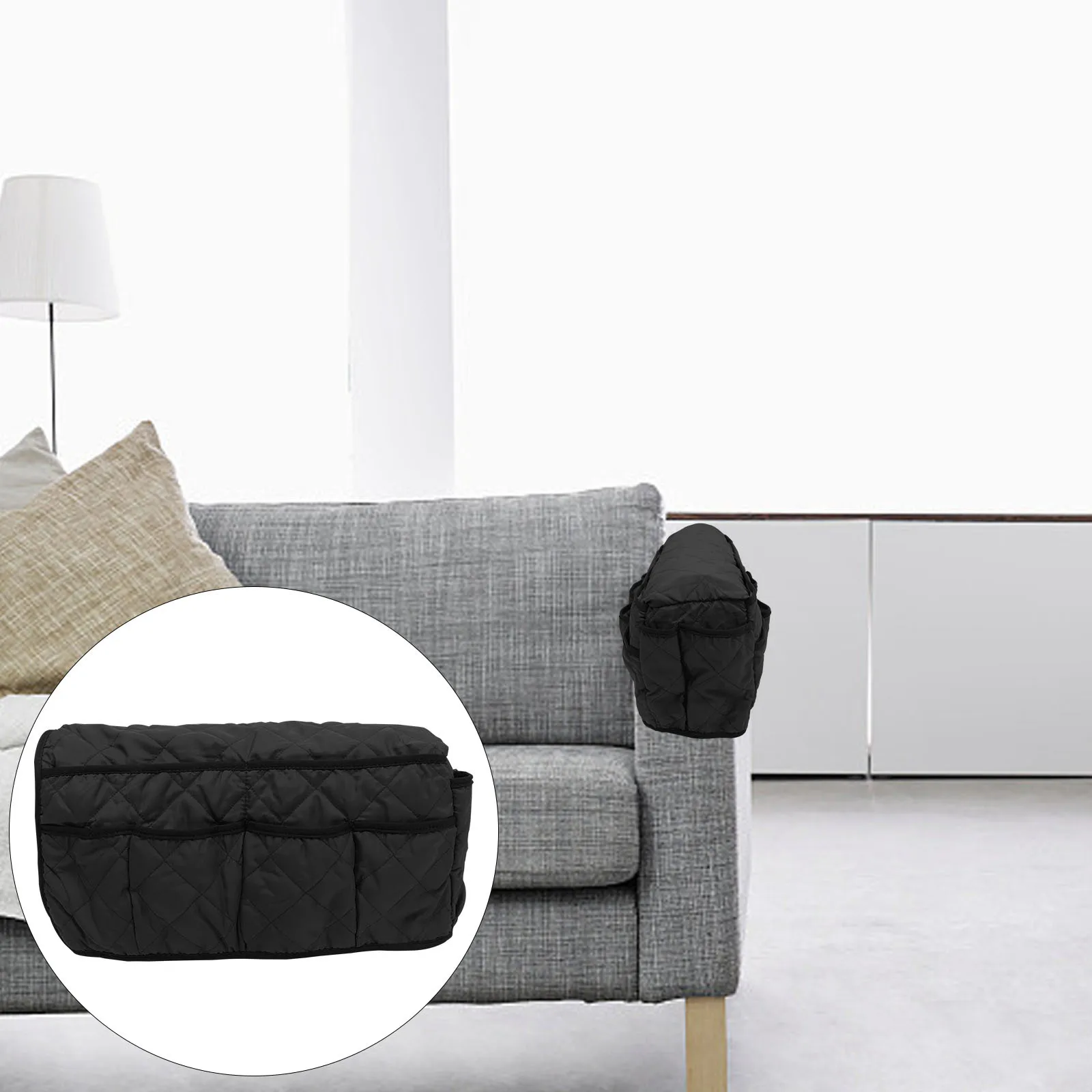 

Sofa Armrest Storage Pouch Non Slip Design with Cup Holder Tray for Living Room Organization Couch Armrest Bag Organizer