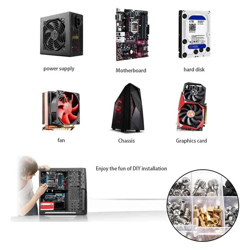 560 Buah Kit Set Kebuntuan Sekrup Komputer Sekrup M3 M3.5 M5 untuk Casing Komputer Hard Drive Gambar Daya Kipas Motherboard