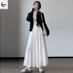 White Half Skirt for Women 2024 New Spring and Autumn High Waist A-line Skirt Small Umbrella Skirt Long Skirt Summer Cake Skirt