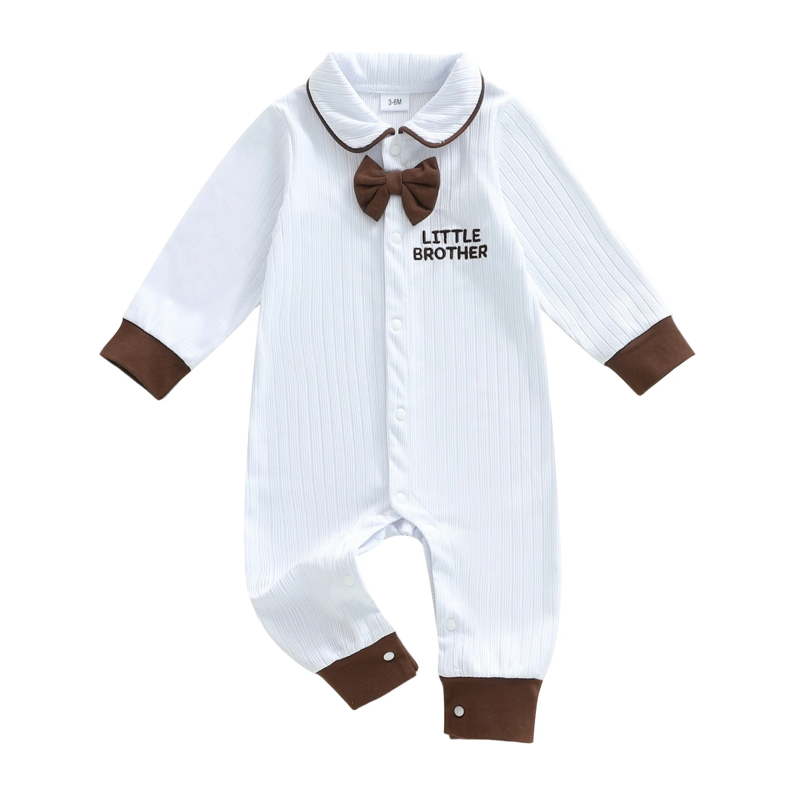 

Комбинезон для маленьких мальчиков с вышивкой букв и длинными рукавами на пуговицах, длинный комбинезон с галстуком-бабочкой