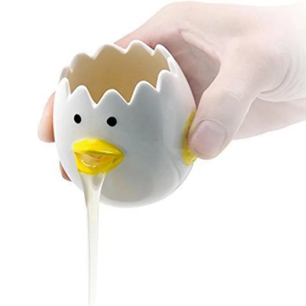 Cute Egg Separator, Ceramics Vomiting Chicken Egg Yolk White Separator, Practical Household Small Egg Filter Splitter