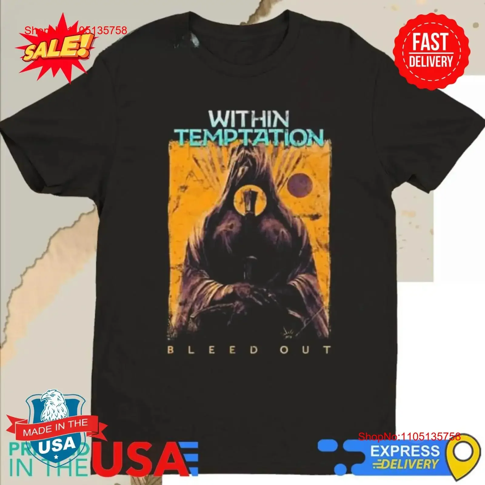 Official Within Temptation Bleed Out Tour 2024 T Shirt S 5XL vintage Washed designer clothes graphic Slightly Soft Unisex