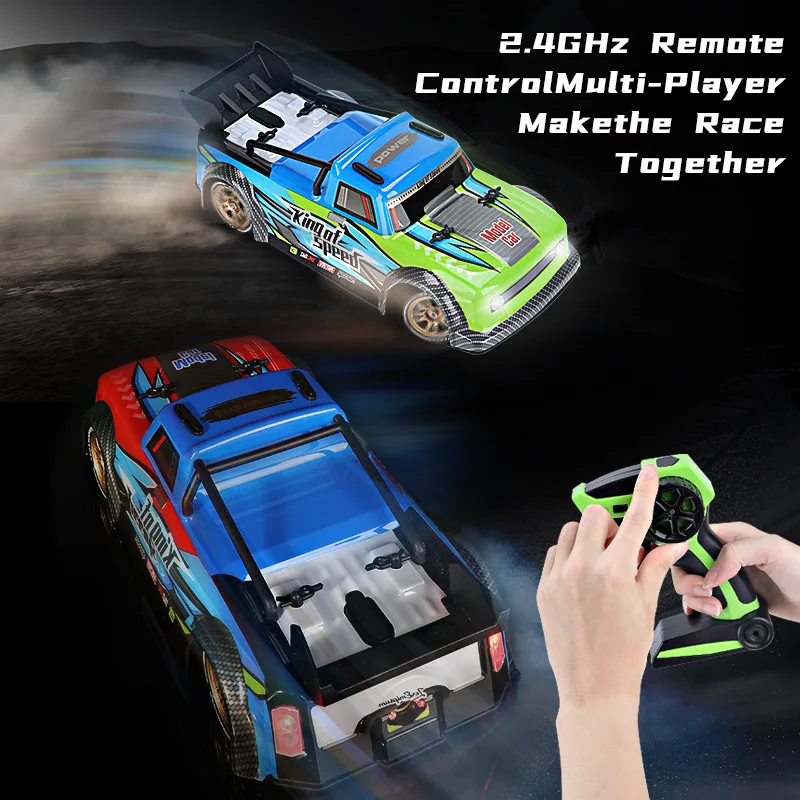 

New 2.4g Cool Appearance Full Scale 1:16 High-speed 360°stunt Drift 4wd Dual Wheel Led Lights Rc Spray Pickup Toys Gift For Kids