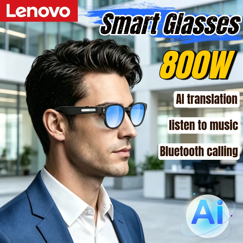 Lenovo AI Smart Glasses 8MP 4K HD Camera Shooting Image Listening To Music Conversation AI Translation Smart Glasses 2026 New