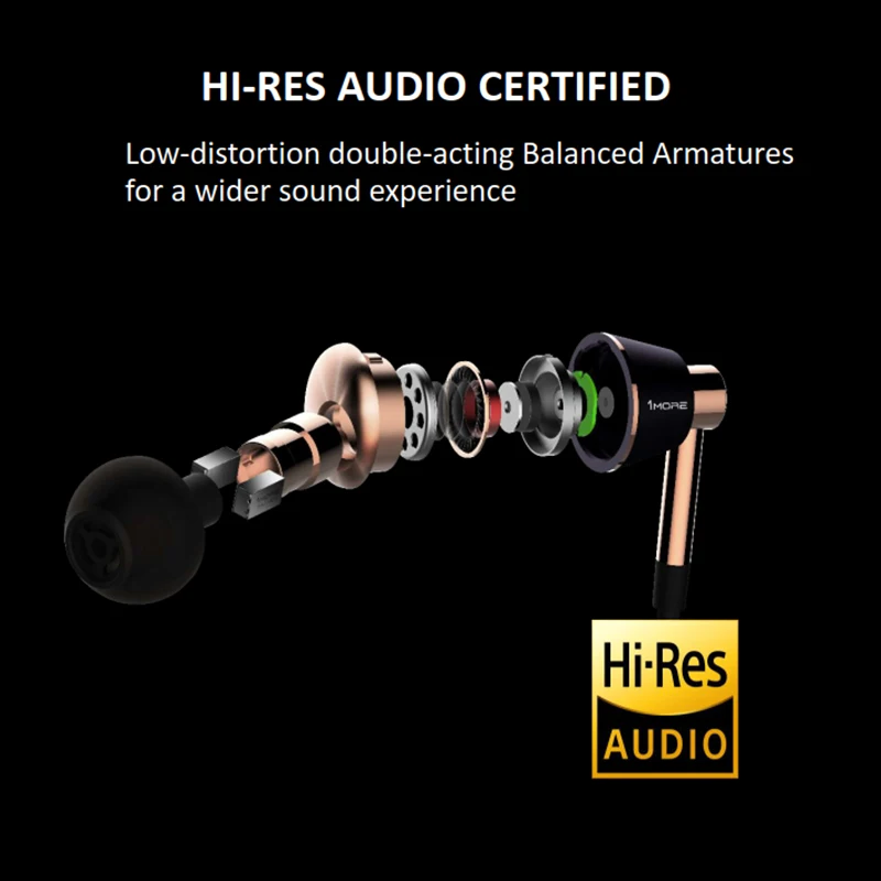 1MORE Triple Driver E1001 In-Ear Wired earphones 3.5mm Headphones with High Resolution  Bass Driven Sound Type c headphones