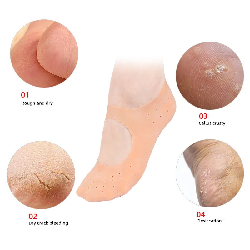 1Pairs S/L Spa Silicone Socks Moisturizing Gel Boat Socks Preventing Foot Dryness Cracked Dead Skin Remove Foot Care Tools