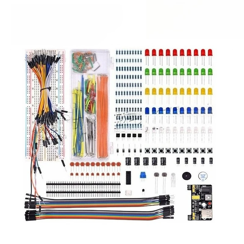 Elektronische componenten Elektrolytische condensatorweerstand, LED 830-gaats broodplankkit, UNO R-componentpakket, start voor beginners