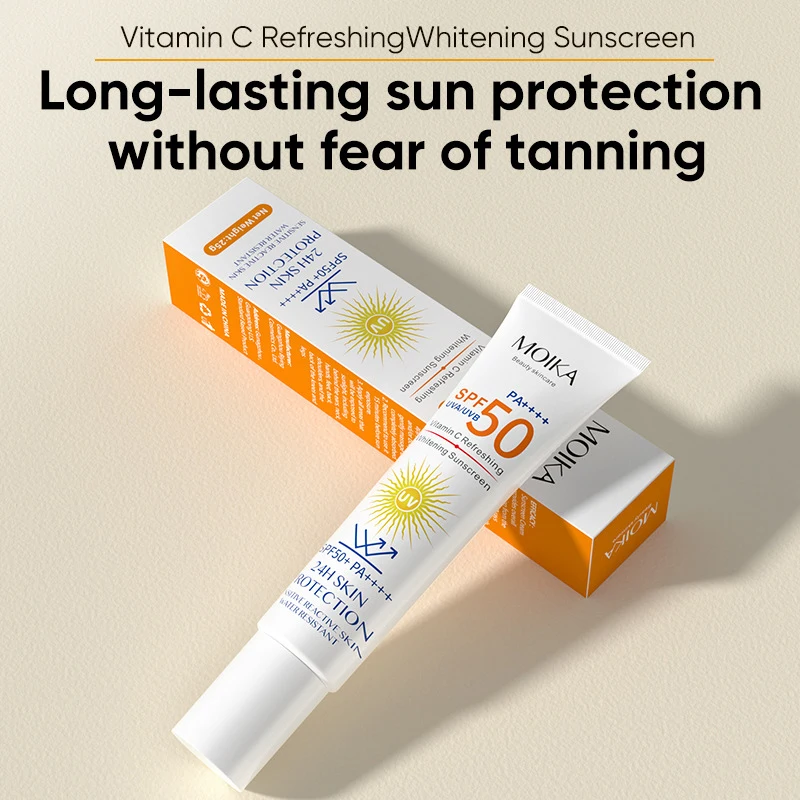 SPF 50+ Vitamin C Refreshing Sunscreen Organic Whit-ening Isolate Ultraviolet Rays Waterproof Facial UV Protection Sunblock New