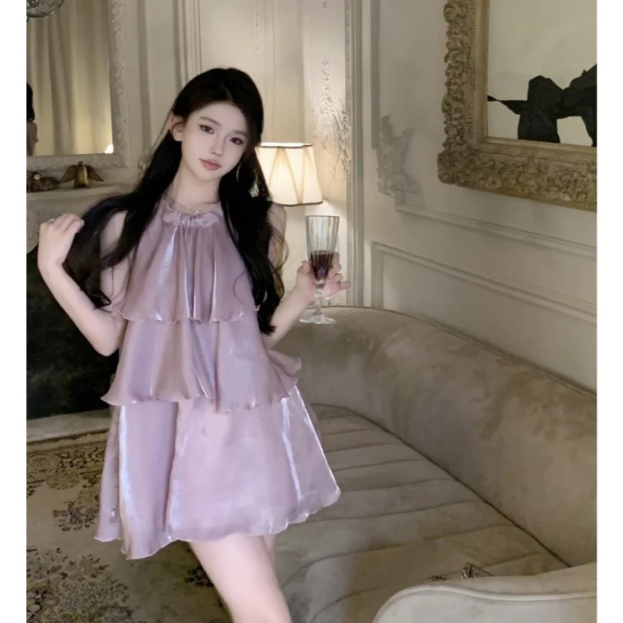 Jurken Dames Flowy Chiffon Geplooide Maxi Rok Zomer Elegant Boho Strand Vakantie Hoge Taille Lichtgewicht Casual Modern Zacht