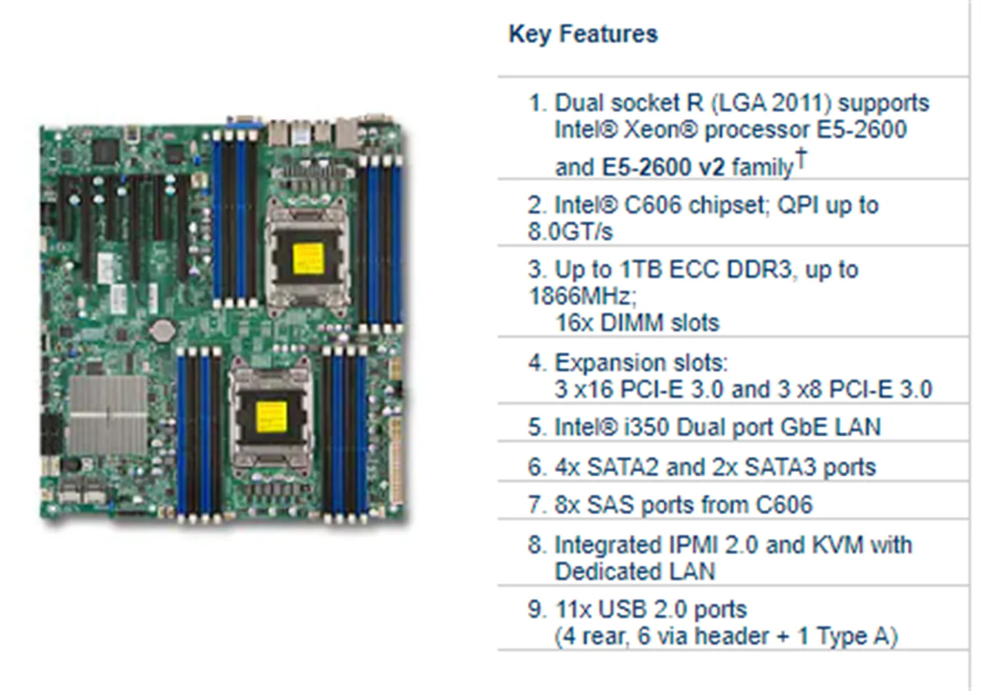 Supermicro X9DR3-F X79 motherboard C602 chipset supports NVME PCI-E split dual CPU server motherboard dual 1000MB network ports