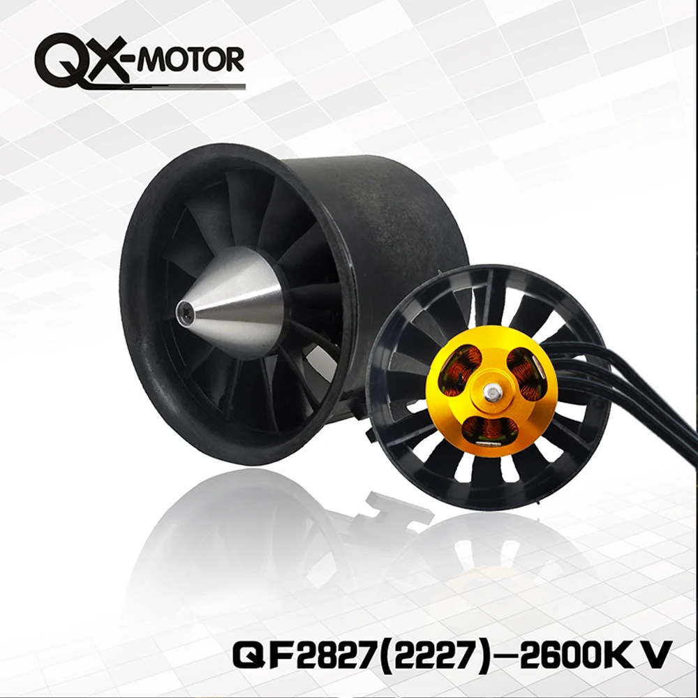 QX-Motor 70mm Electronic Ducted Fan 12 Blades EDF 2827 2600KV 1800kv Brushless Motor For RC Drone Model Parts