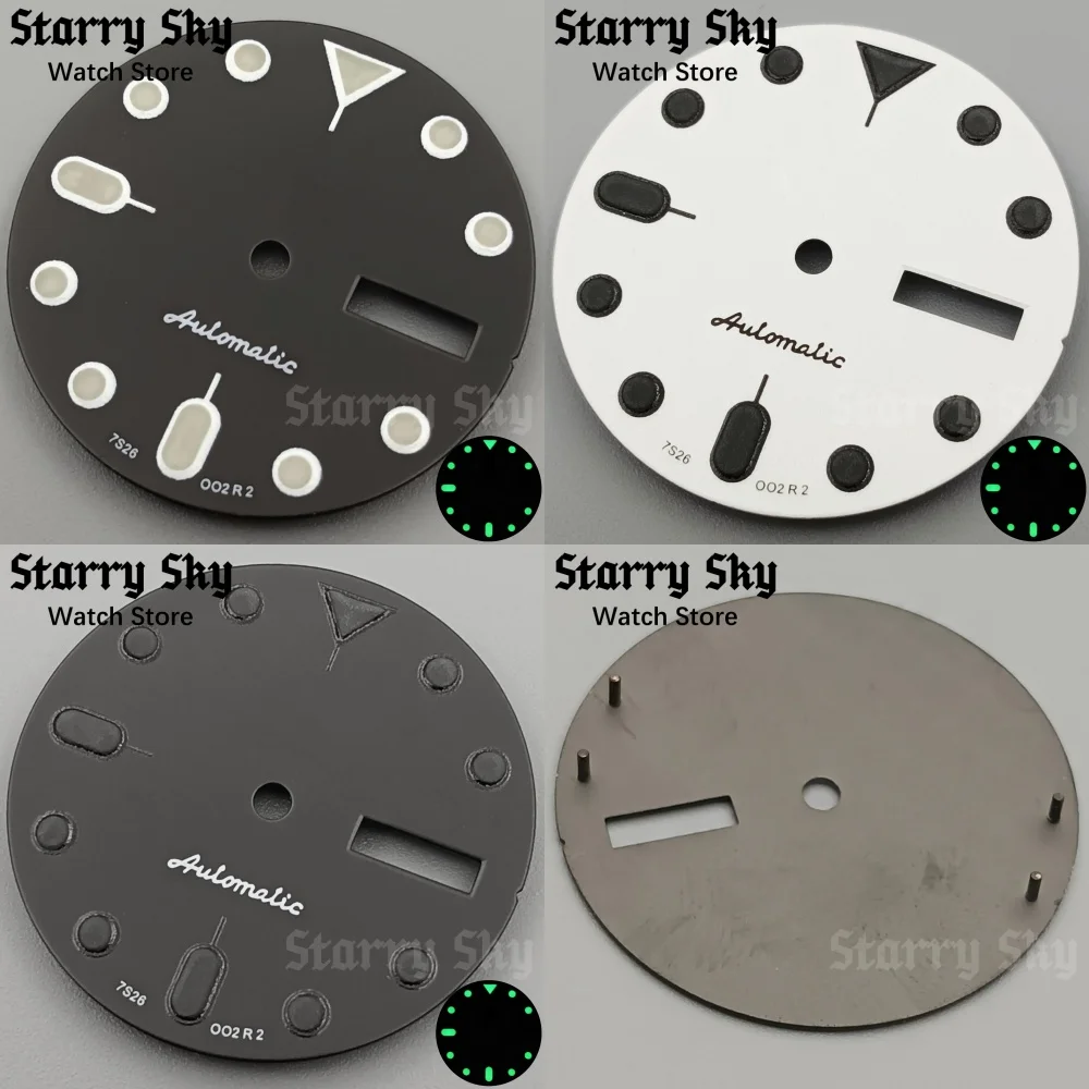 Starry Sky New 29mm High Quality Black White Sterile Watch Dial With Green Luminous Suitable For NH36 Movement Watch Accessories