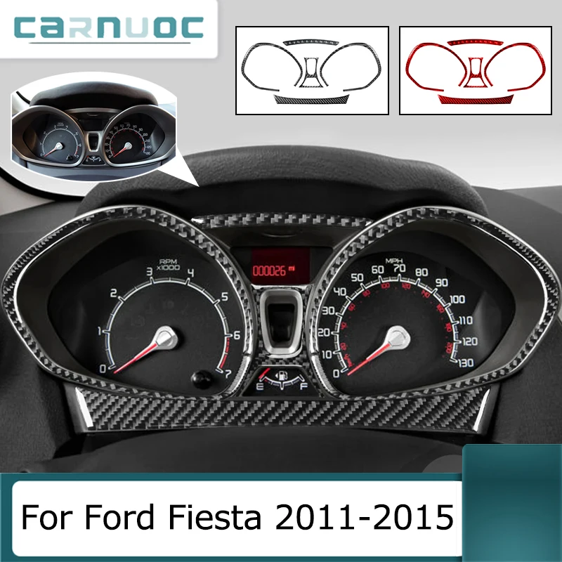 Tira embellecedora envolvente para velocímetro, pegatina de fibra de carbono para Interior de coche, accesorio decorativo para Ford Fiesta 2011, 2012, 2013, 2014, 2015