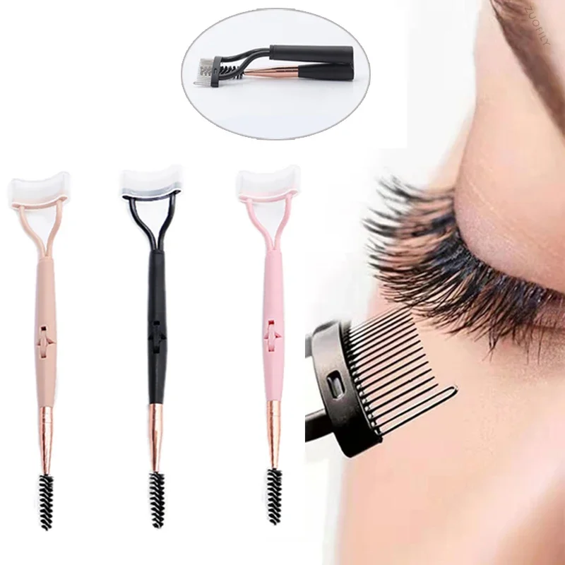 New Double Head Eyelash Curler Makeup Lash Separator Mascara Curl Foldable Metal Teeth Eyelash Brush Combs Beauty Makeup Tools