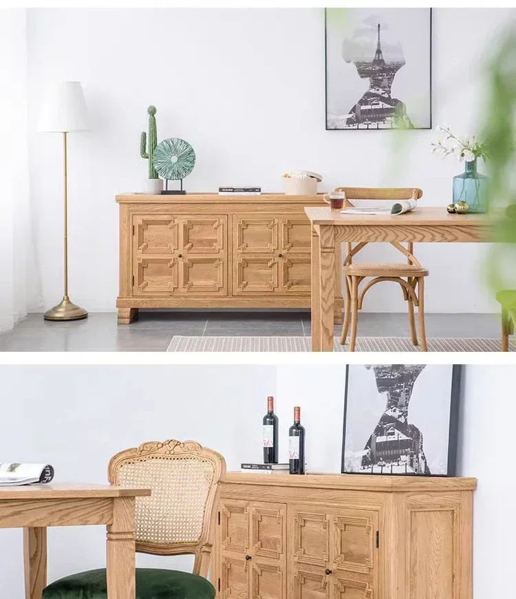 mobili per il soggiorno American country old solid wood dining side cabinet three-door log storage cabinetpara casa e decoração