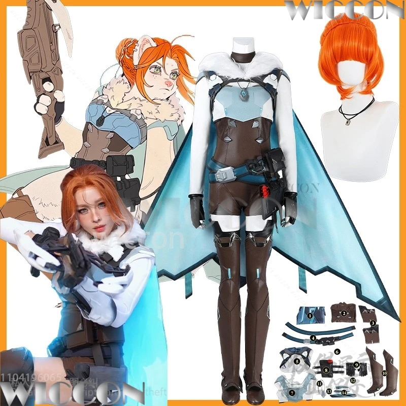 

Game OWW Cosplay Freya Costume Punk Cloak Pu Uniform Necklace Bag Wig Halloween Party Jirai Kei Girl Comic Con Outfit Customized