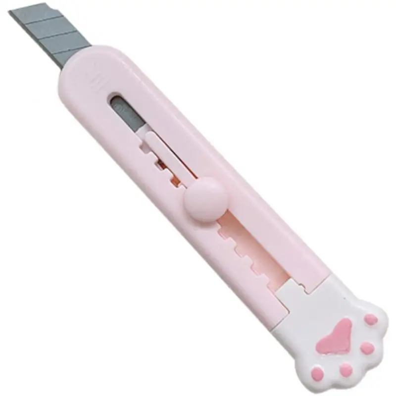 Mini cuchillo de bolsillo Kawaii con forma de pata de gato, cortador de papel, hoja rellenable, papelería, gran oferta