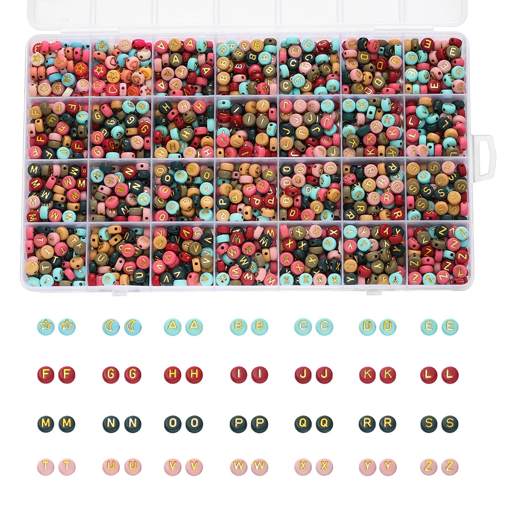 

1400pcs/Box 28grids Acrylic Letter Beads A-Z Alphabet Loose Spacer Beads for DIY Bracelet Necklace Jewelry Making Accessories