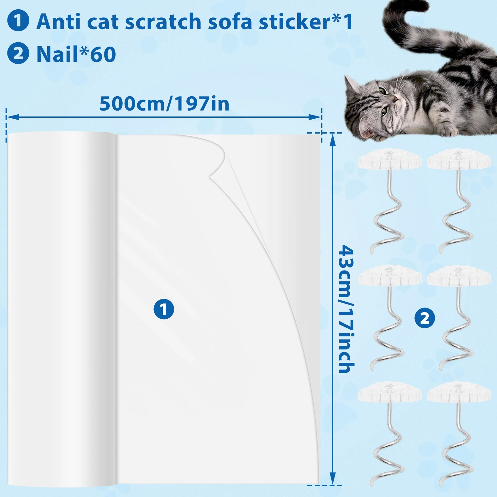 Cat Anti Scratch Tape Transparent PVC Anti Cat Scratch Furniture Protector Self-Adhesive Invisible Cat Training Protectors Tape