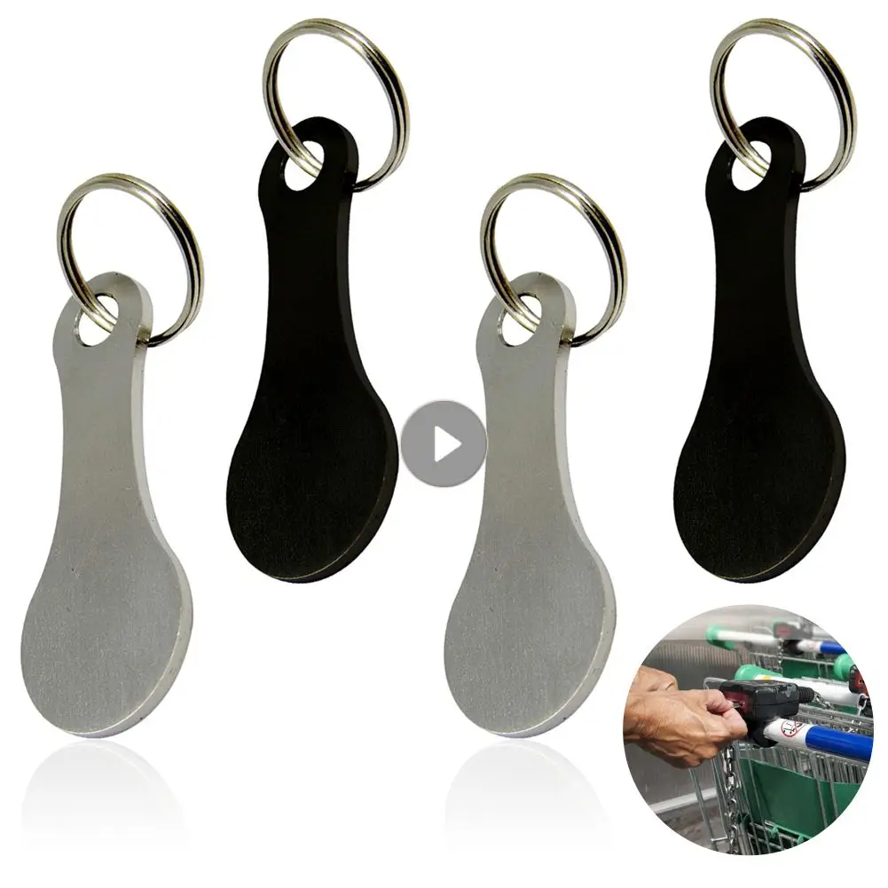 2 Stks/zak Winkelwagen Token Trolley Sleutelhanger Munt Kwart Supermarkt Houder Sleutelhanger Metalen Ring Verandering Ontgrendeling