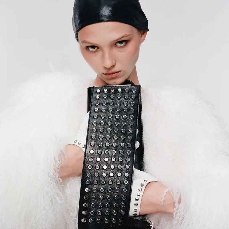 النساء الصلبة الأبيض فو الفراء معاطف الشتاء س الرقبة طويلة الأكمام أحزمة المفتوحة غرزة سميكة الدافئة السترات المحاصيل القمم الاتجاه فروي ملابس خارجية #5