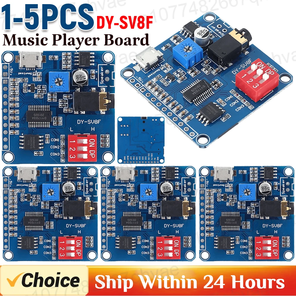 DY-SV8F Voice Sound Playback Module MP3 Player Module UART I/O Trigger Class D Amplifier Board 5W 8M for SD/TF Card for Arduino