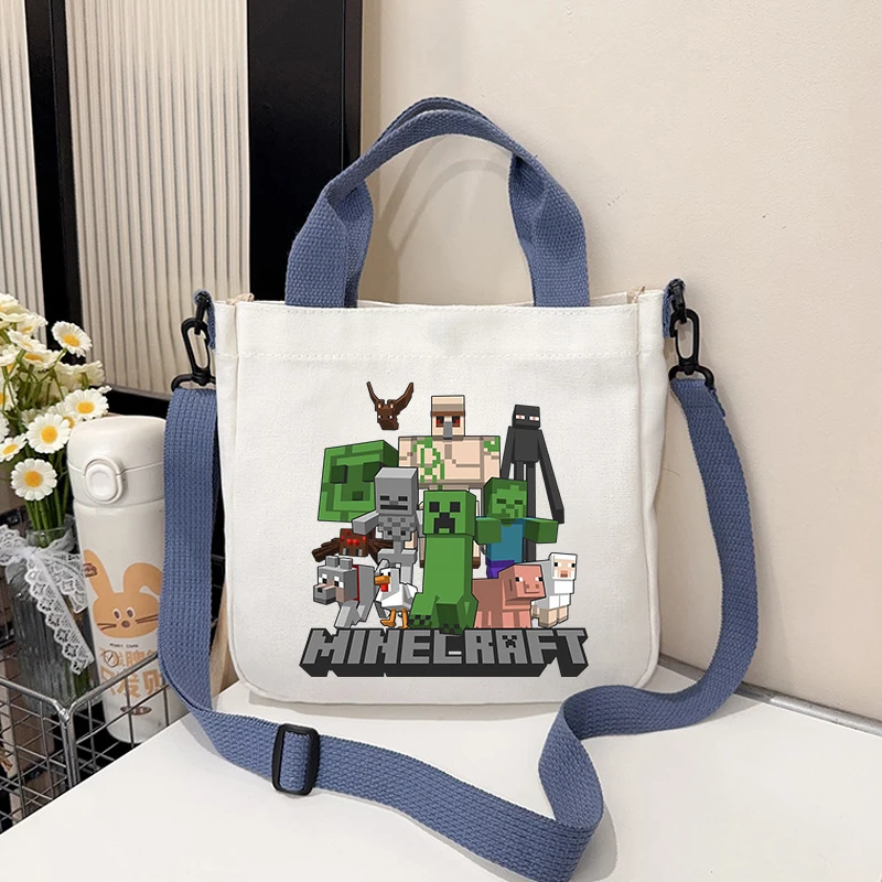 

Miner Crafted Children Shoulder Bag Game Themed Print Crossbody Bags Student Portable Large Capacity Stationery Storage Pouch