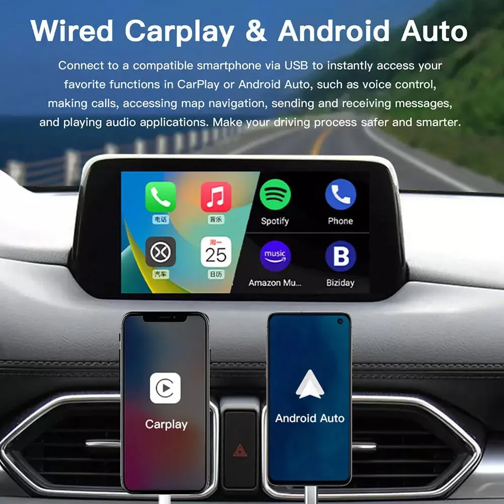 Wireless Type-c Fast Charging CarPlay & Android Auto Adapter UBS Hub Retrofit Kit for Mazda 2 3 6 CX3 CX5 CX8 CX9 MX5 FIAT 124