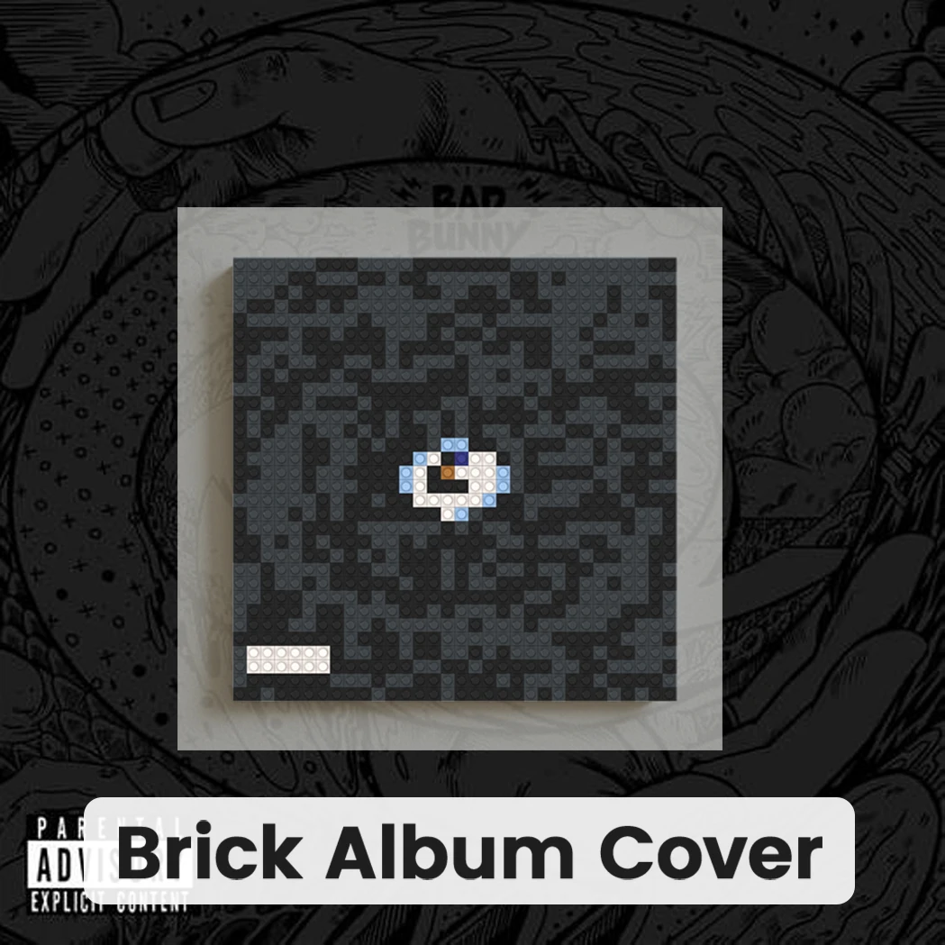 

B-Bad B-Bunny Album Cover Brick Pixel Art Mosaic Poster Building Blocks Wall Art Picture Home Room Decor
