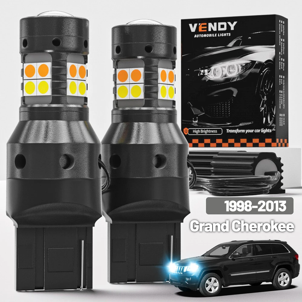 

2 шт. для Jeep Grand Cherokee 1998-2013, двухрежимный светодиодный указатель поворота + дневные ходовые огни DRL 2005 2006 2010 Canbus, аксессуары