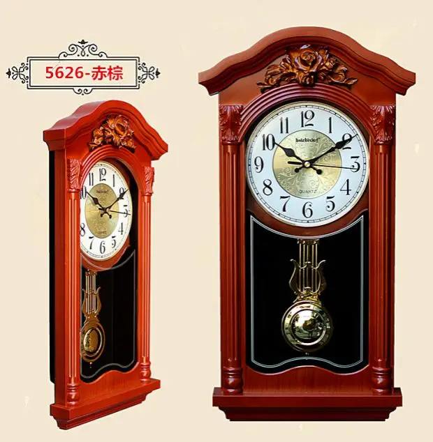 

Vintage Knock Point Chinese Style European Style Living Room Swing Hourly Chiming Wall Clock Vintage Clock Clock