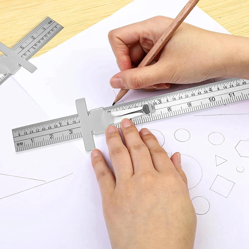 Stainless Steel Ruler High Quality 15Cm Metal Metric Ruler Set, Machinist's Precision Millimeter Ruler, Measuring Tools