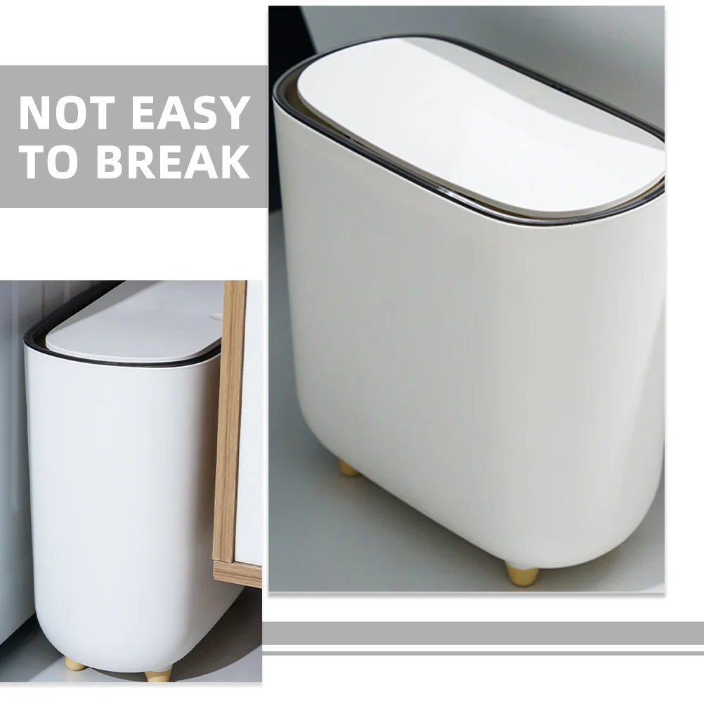 

Trash Can Thickened Plastic Garbage Bin For Bathroom Kitchen Bedroom Office Indoor Outdoor Use Multi-Function Waste