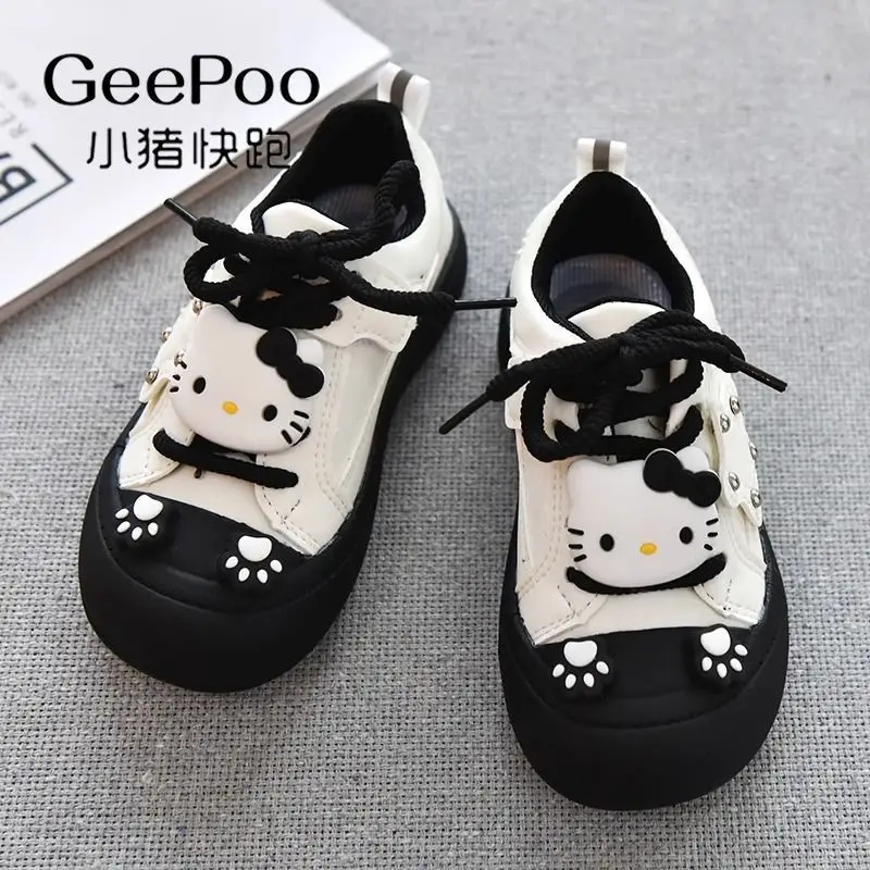 Sanrio Hello Kitty Sneakers para crianças, Kawaii Sweet Cute Cartoon Anime Fashion, Sapatos de Borda Respiráveis Casuais, Maré Presente para Meninas, Novo